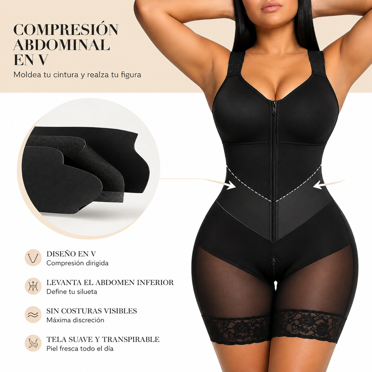 Faja Premium Doble Compresión Abdominal con Brasier Integrado