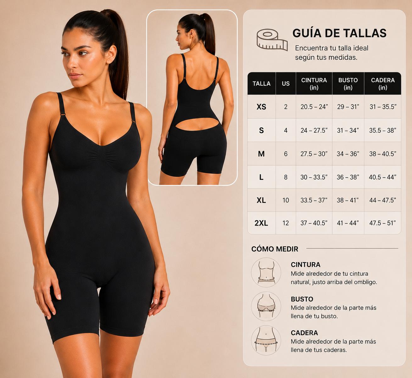 Faja Moldeadora de Alta Compresión con Acceso Fácil al Baño – Negro-Nude